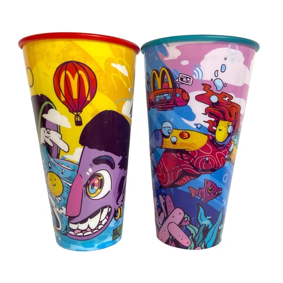 Set of 2 McDonalds Puerto Rico Summer 2023 Promotional Drink Cups, Large 32oz - Picture 1 of 13